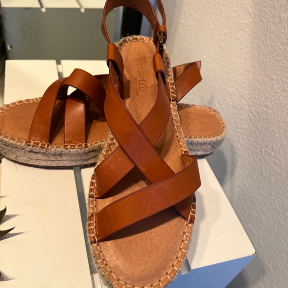 Madewell Malia espadrille leather jute sandals size 9 NWOB - Picture 9 of 12